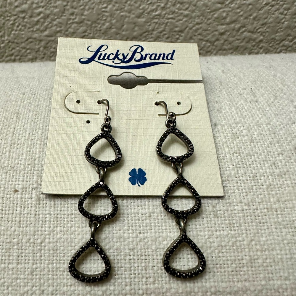 Lucky Brand Black Teardrop Dangle Earrings